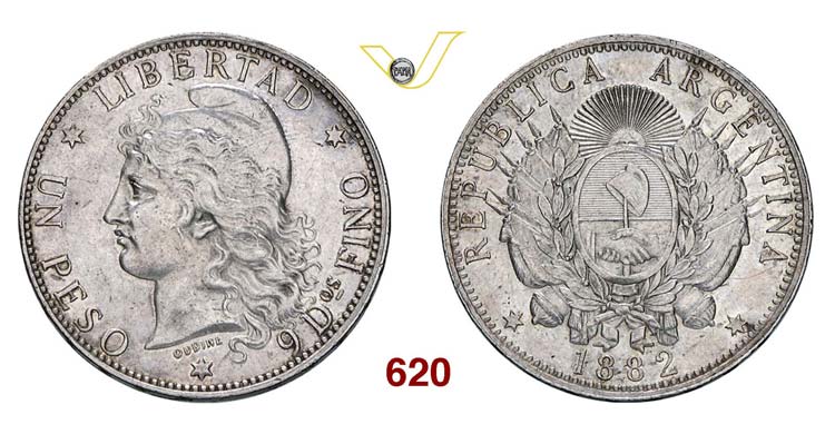 ARGENTINA - 1 Peso 1882.   Kr. 29  ... 