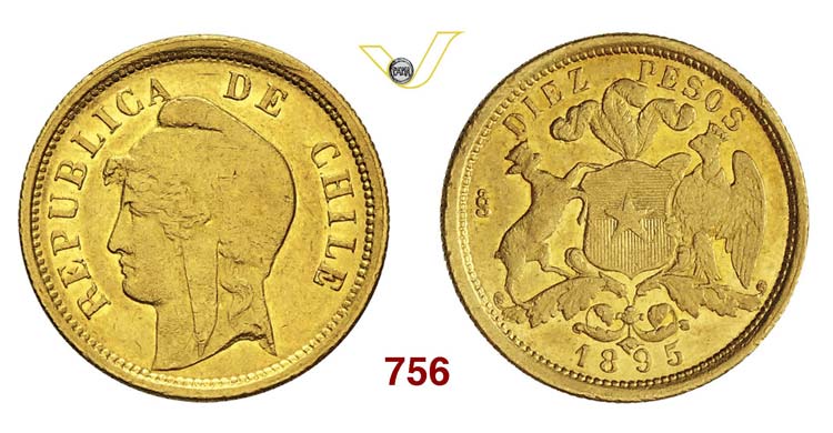 CHILE - 10 Pesos 1895 So, ... 