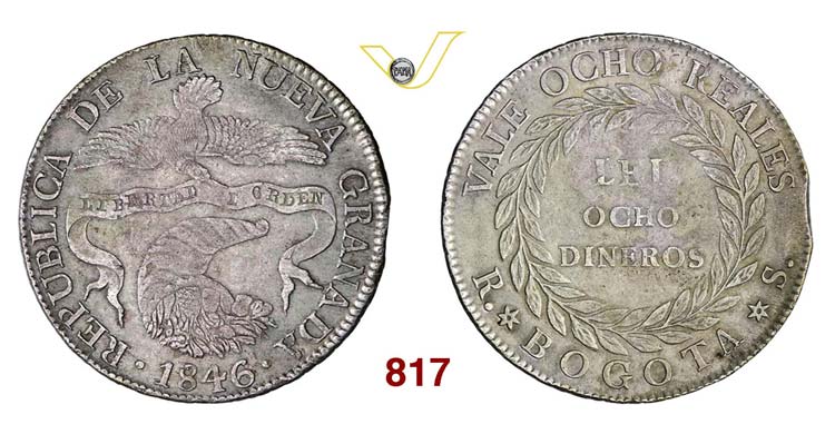 COLOMBIA - 8 Reales 1846 RS.   Kr. ... 
