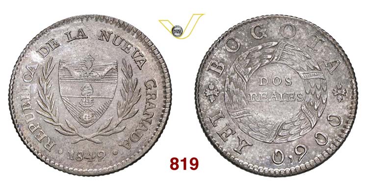 COLOMBIA - 2 Reales 1849.   Kr. ... 