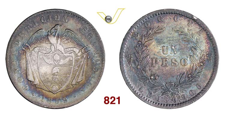COLOMBIA - 8 Reales 1859 Ba, ... 