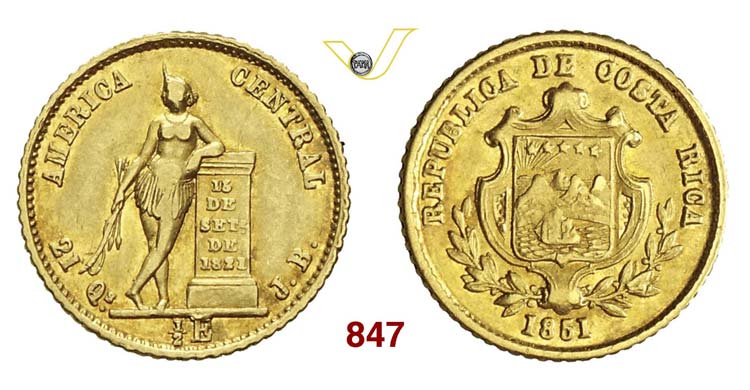 COSTA RICA - 1/2 Escudo 1851, ... 