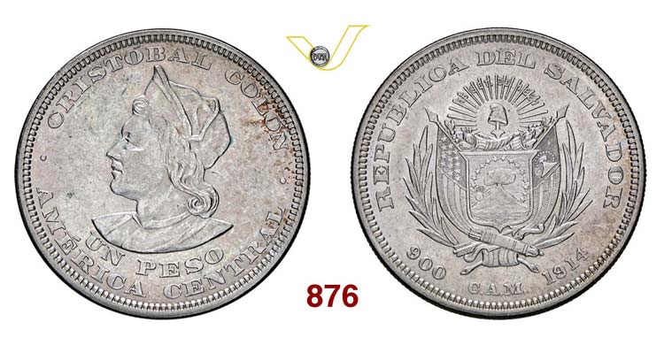 EL SALVADOR - Peso 1914 C.A.M.   ... 