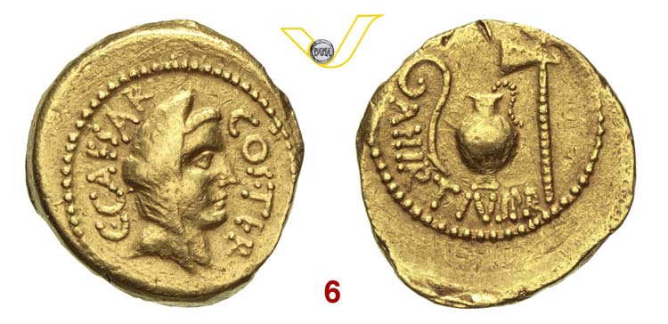 GIULIO CESARE  (46 a.C.)  Aureo.  ... 