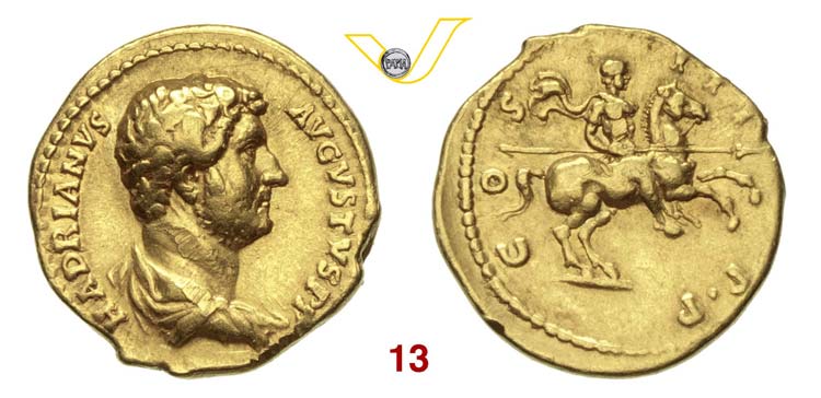   ADRIANO  (117-138)  Aureo.  D/ ... 