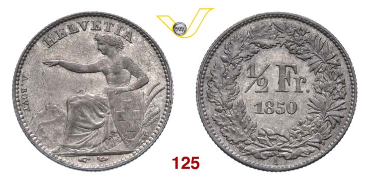 SVIZZERA      1/2 Franco 1850 A, ... 