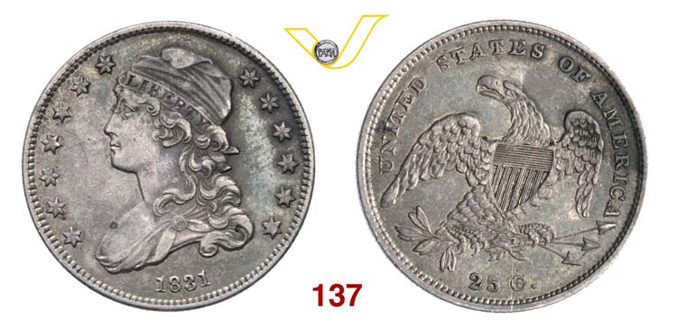 USA      25 Cents 1831 lettere ... 