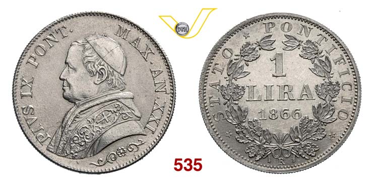 PIO IX  (1846-1878)  Lira 1866 ... 