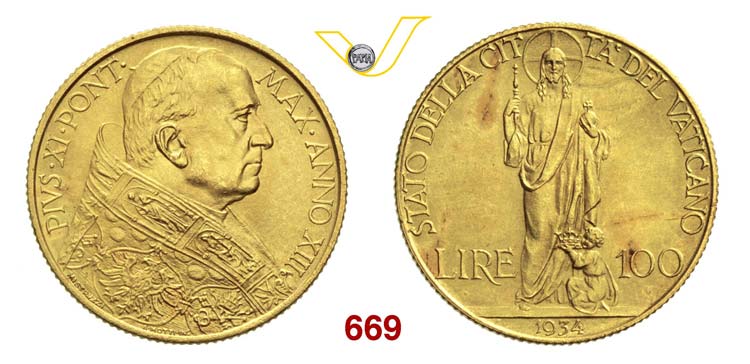 PIO XI  (1929-1938)  100 Lire 1934 ... 