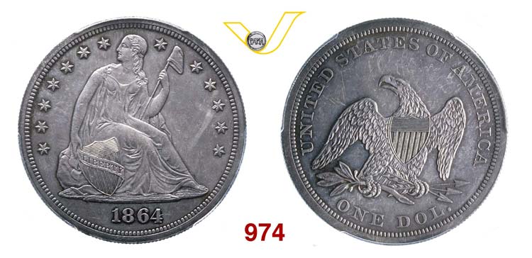 U.S.A.      Dollaro 1864.   Ag   ... 