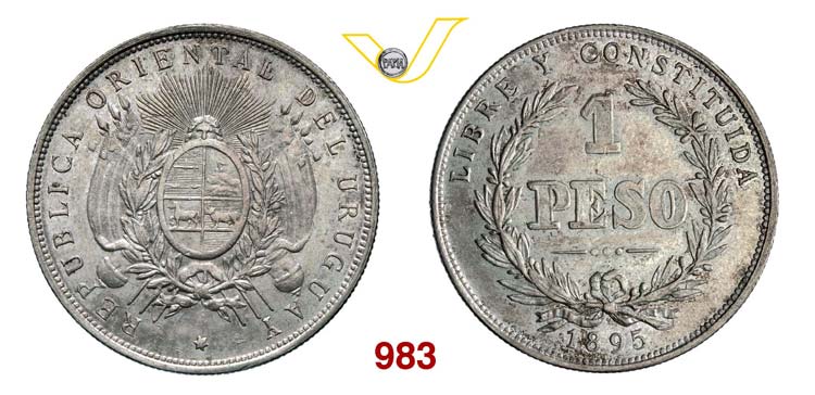URUGUAY  REPUBBLICA    Peso 1895, ... 