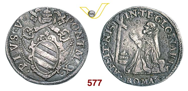 PIO V  (1566-1572)  Testone s.d., ... 