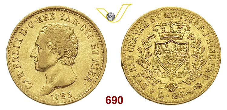 CARLO FELICE  (1821-1831)  20 Lire ... 