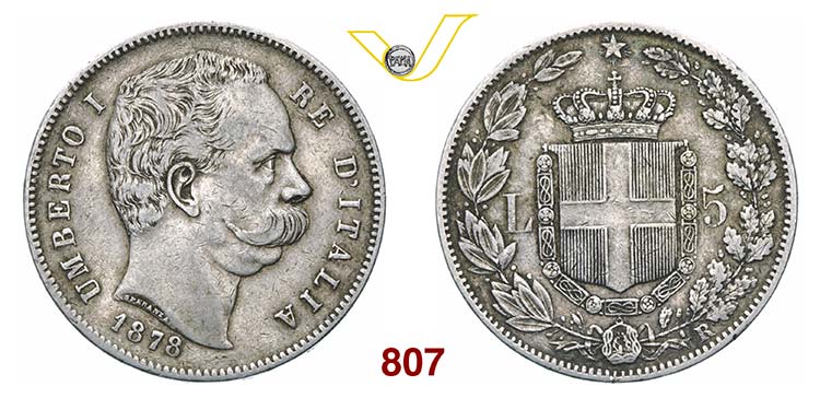 UMBERTO I  (1878-1900)  5 Lire ... 