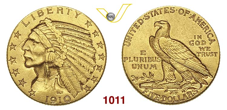 U.S.A.      5 Dollari 1910 D.   ... 