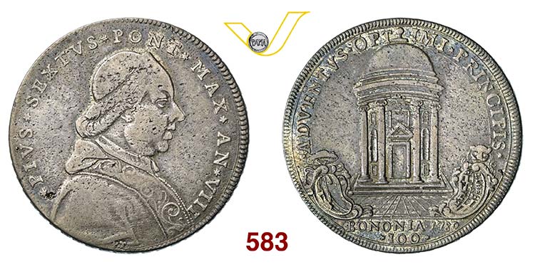 PIO VI  (1775-1799)  100 Bolognini ... 