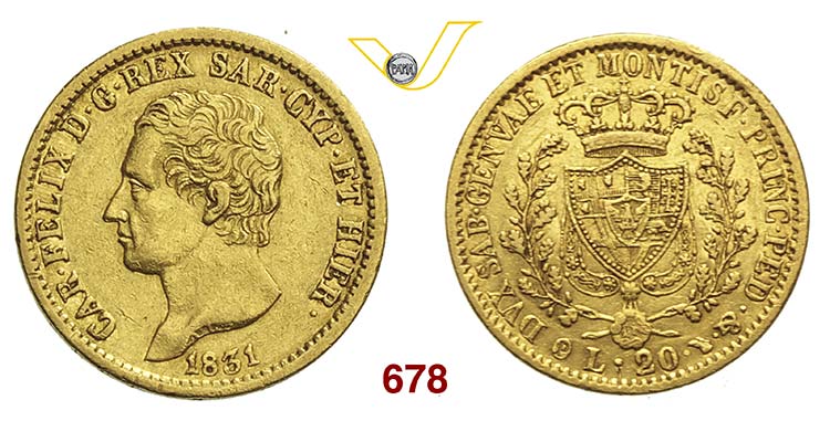 CARLO FELICE  (1821-1831)  20 Lire ... 