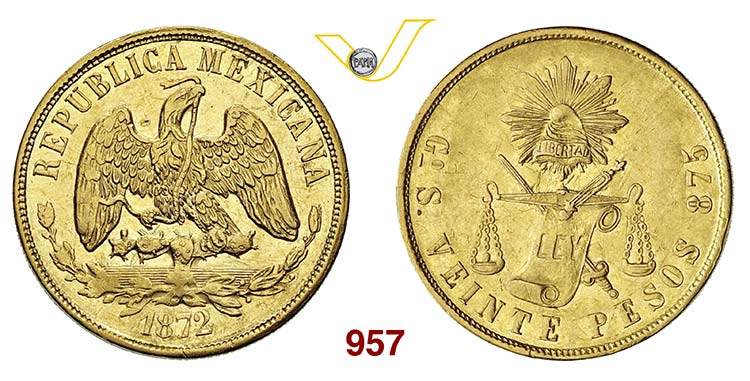 MESSICO      20 Pesos 1872, ... 