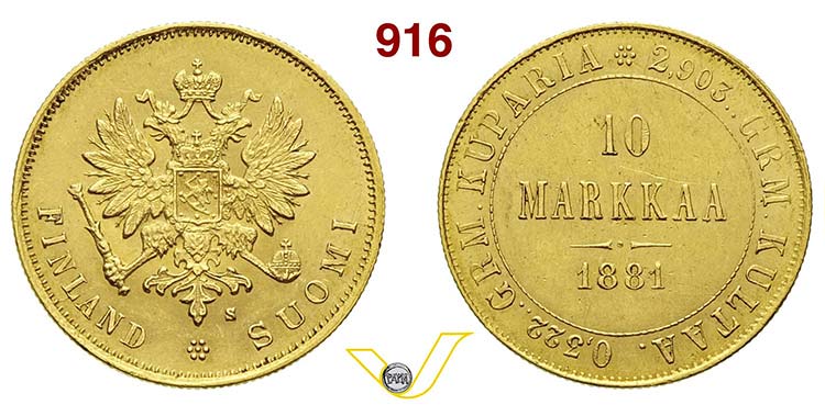FINLANDIA      10 Markkaa 1881.   ... 