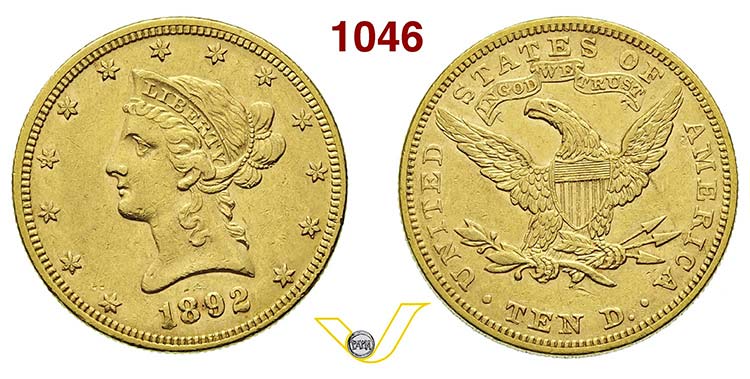 U.S.A.      10 Dollari 1892, ... 