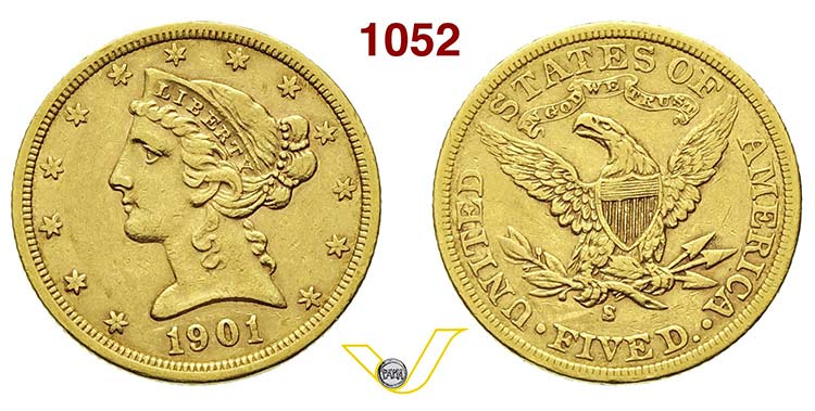 U.S.A.      5 Dollari 1901 S, San ... 