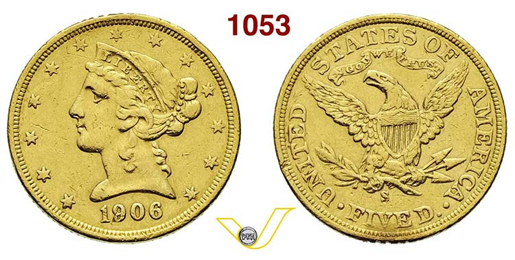 U.S.A.      5 Dollari 1906 S, San ... 