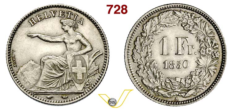SVIZZERA -     1 Franco 1850 A, ... 