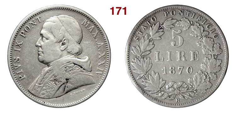 ROMA  PIO IX  (1846-1878)  5 Lire  ... 