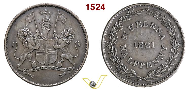 1821 - 1/2 Penny di S. Elena  Br. ... 