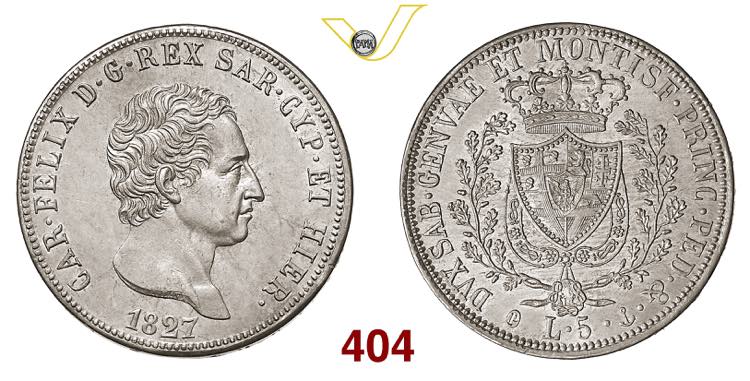 CARLO FELICE  (1821-1831)  5 Lire  ... 