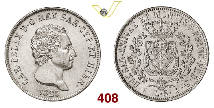 CARLO FELICE  (1821-1831)  5 Lire  ... 