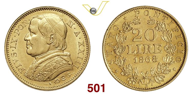PIO IX  (1846-1878)  20 Lire ... 