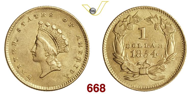 U.S.A.  1 Dollaro  1854  ... 
