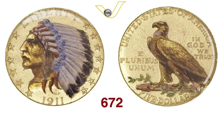 U.S.A.  5 Dollari Indiano  1911  ... 