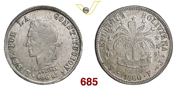 BOLIVIA  REPUBBLICA  8 Soles  1860 ... 