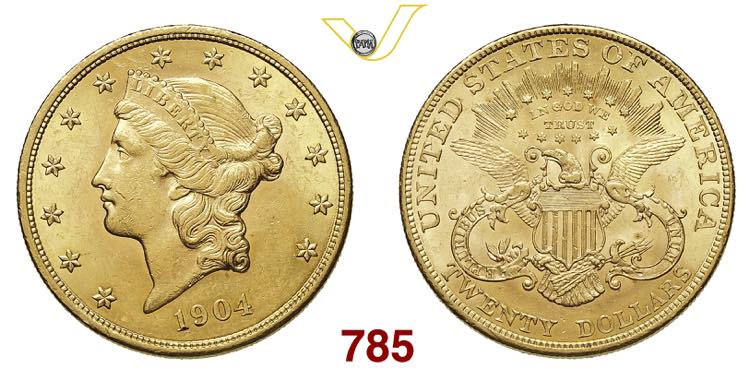 U.S.A.   20 Dollari  1904  ... 
