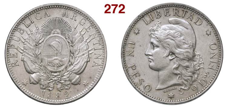ARGENTINA  1 Peso 1882  Kr.  29  ... 