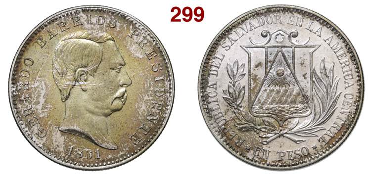EL SALVADOR  1 Peso 1861  ... 