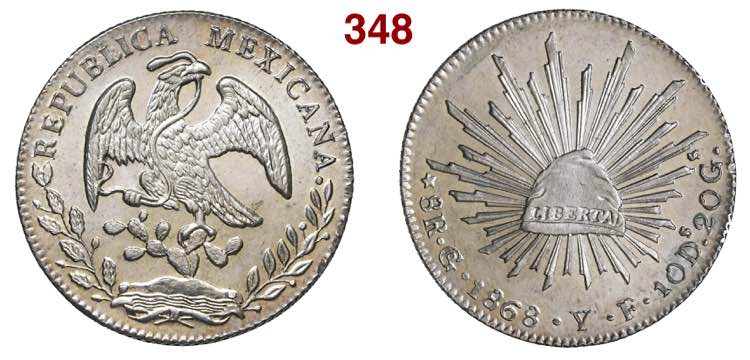 MEXICO  8 Reales 1868  sigle YF  ... 