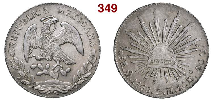 MEXICO  8 Reales 1868  sigle CH  ... 