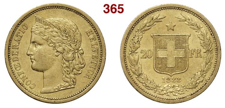 SVIZZERA  20 Francs 1883  Fb.  495 ... 