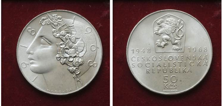 CECOSLOVAKIA, 50 KORONE 1968, KM 65