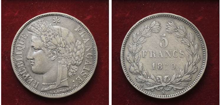 FRANCIA, 5 FR.1870 K, Gad.742