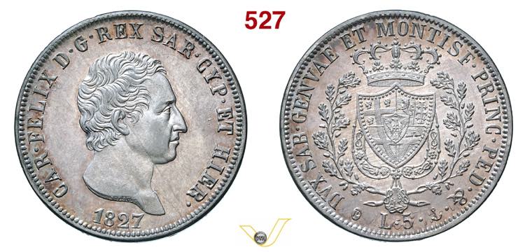 CARLO FELICE  (1821-1831)  5 Lire ... 