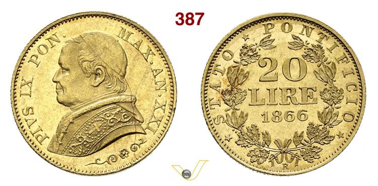 ROMA  PIO IX  (1846-1878)  20 Lire ... 