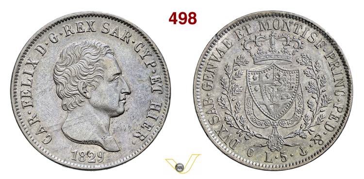CARLO FELICE  (1821-1831)  5 Lire ... 