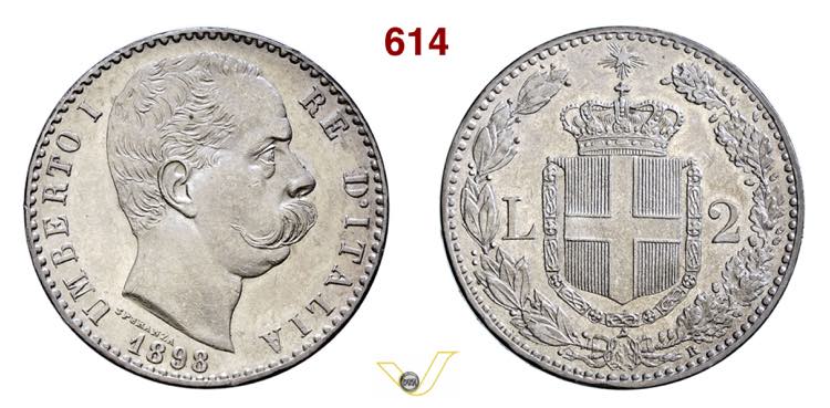 UMBERTO I  (1878-1900)  2 Lire ... 