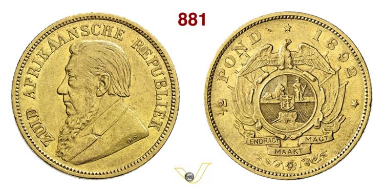 SUD AFRICA  1/2 Pound 1892   Fb.  ... 