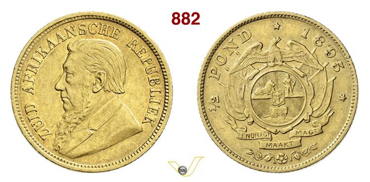 SUD AFRICA  1/2 Pound 1895   Fb.  ... 