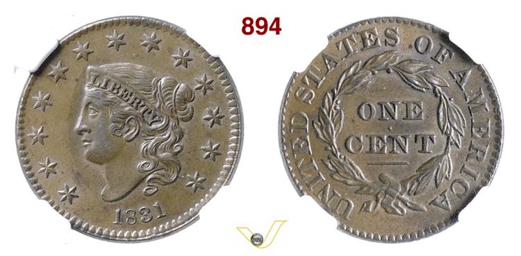 U.S.A.  1 Cent 1831   medium ... 